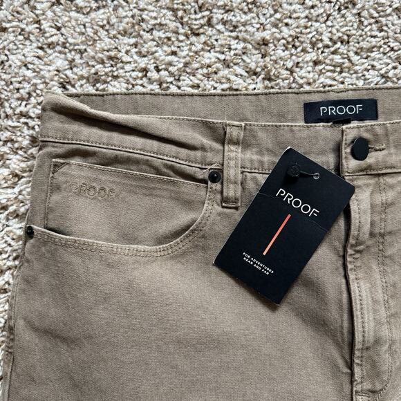 Proof Rover Pants Men’s Size 33x32 Tan Slim Huckberry Stretch Canvas Gusseted - Picture 5 of 8